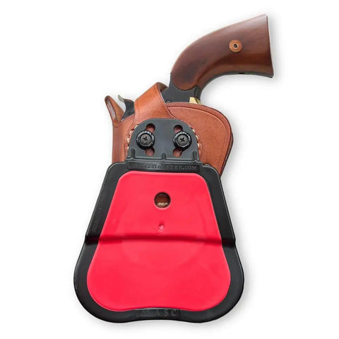 OWB Leather Paddle Revolver Holster With Retention Strap For Pietta 1858 Ace Black Powder 44 Cal 3 Inch Right Hand Quick Draw Brown Genuine Leather