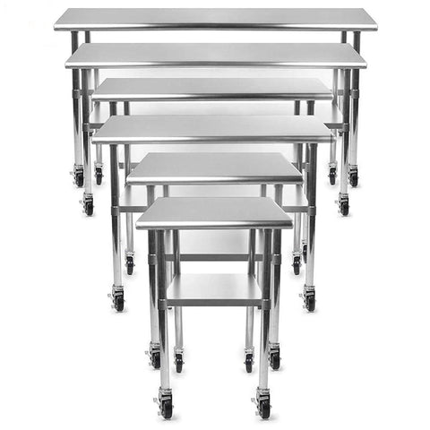 Stainless steel work tables with 4 Inch Work Table Caster Wheels With Locking Brakes For Stainless Steel Prep Tables Expanding Stem Casters Set Of 4