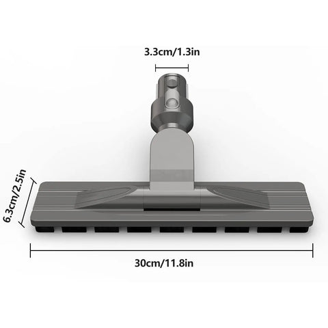 Hardwood Floor Attachment For Dyson V7 V8 V10 V11 Cordless Vacuum Cleaner shown with dimensions in inches and centimeters