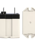 Beefy General Purpose Relay 24V AC Coil, 25A at 277VAC and 30VDC, DPST Six Pin, rear and side view of relay body