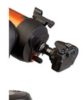 Universal 1.25 Inch T Adapter for DSLR attached to telescope and camera for prime focus astrophotography in silver black