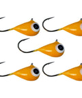 5 Pack Tungsten Jig School Bus Yellow Glow 4mm Size 14 Hook Small Profile Sensitive Durable Panfish Crappie Lure for Clear Water