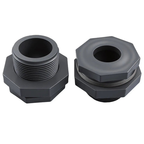 Knockout Quality 1 Inch NPT Bulkhead Fittings Weather Resistant PVC Water Tank Connector Set 2 Pack heavy duty tank adapters