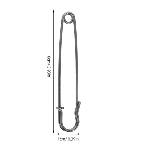 Big Heavy Duty Black Safety Pins Pack Of 50 For Scarves Hats And Crafts With Super Strong Lock And Super Smooth Opening showing a single oversized pin.