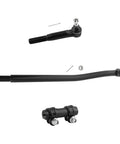 Beefed-Up Three Piece Front Tie Rod Kit With Inner Drag Link, Left Outer Tie Rod End, And Passenger Side Adjusting Sleeve For Ford Excursion 2000-2005 And Ford F-250 F-350 Super Duty 1999-2004, F-450 F-550 1999-2002 DS1438 ES3427 ES3426 black steel