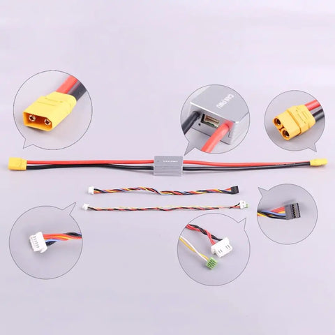 UAVCAN Digital Voltage and Current Sensor for ArduPilot and PX4 Open Source Drone Rigs with cables and connectors