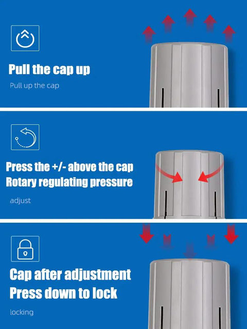Instructions for adjusting pressure on All-In-One Three Eighths Inch Compressed Air Filter Regulator Lubricator Combo