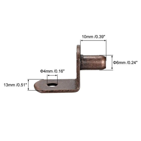 Heavy Duty 6mm Shelf Support Pegs With Slick Bronze Finish And Solid Steel Sleeve For Kitchen Cabinets Bookshelves Quick Setup No Sweat Installation 20 Pack side view with dimensions