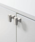30 Pack Brushed Satin Nickel Cabinet Knobs For Kitchen Cabinets And Dresser Drawers 1.4 Inch 35mm Zinc Hardware installed on white cabinet