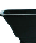 Close-up of black hopper on ATV Food Plot Spreader With 50 Lb Capacity, Hopper Cover To Protect Seed And Fertilizer, heavy-duty design.