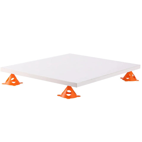 Painters Pyramid Stands 20 Pack for Canvas Elevation and Pouring, white canvas elevated on orange pyramid stands