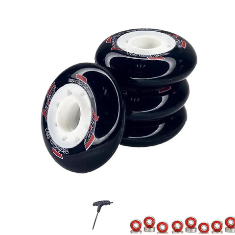 4 Pack Inline Skate Wheels 72mm 76mm 80mm 82A PU Premium Wheels With ABEC 9 Bearings For Adults And Kids Indoor Outdoor Set Black