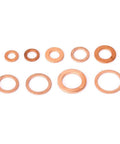 Pro Solid Copper Flat Washers M5 To M14 Assorted Hardware Kit 200 Pieces Heavy Duty For Plumbing Auto And Industrial Work With Insane Thermal Conductivity And Anti Rust Durability Built To Handle Heavy Loads Safely For Sick Builds Or Simple Fixes, assorted sizes on white
