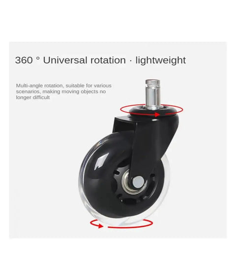 Five Pack Transparent Caster Wheels With Brakes For Office Chairs 2 2.5 Or 3 Inch Sizes 10mm Or 11mm Stem PU Wheel