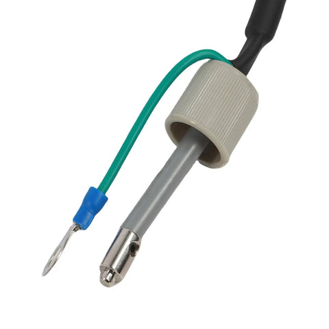 Kick Static To The Curb With Professional Grade 500 Millimeter Static Elimination Rod Featuring Half Second Fast Discharge Ion Air Bar For Printing And Bag Making Lines connector detail with green, blue wires.