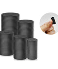 100 Pcs Black Flat Rubber Washers Kit With 5 Sizes 16 18 20 25 30mm Heavy Duty Vibration Damping Gaskets For Shower Heads Garden Faucets Plumbing Repairs And Leak Prevention, stacked washers and one in hand
