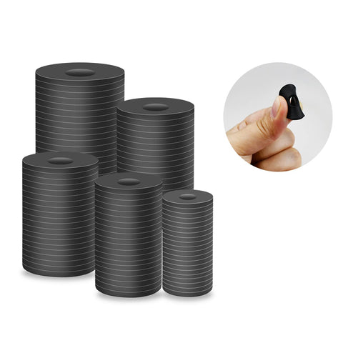 100 Pcs Black Flat Rubber Washers Kit With 5 Sizes 16 18 20 25 30mm Heavy Duty Vibration Damping Gaskets For Shower Heads Garden Faucets Plumbing Repairs And Leak Prevention, stacked washers and one in hand