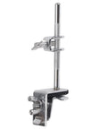 Adjustable Drum Cowbell Mount Holder Clamp for Quick Up or Down Positioning, silver finish, shown with parallel jaws and bolts