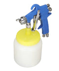 Heavy Duty Stainless Steel Paint Sprayer With 1.5 Mm Siphon Nozzle For Auto Detailing and Hot Rod Builds, blue and yellow design.