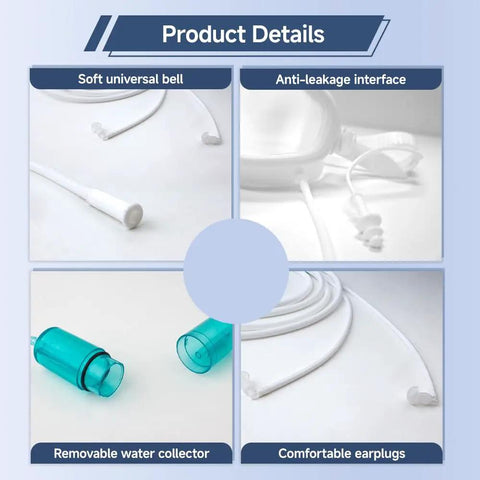 Hydrogen Eye Mask 2 In 1 For Eye Fatigue Relief And Inhalation Goggles product parts: bell, water collector, earplugs, interface.