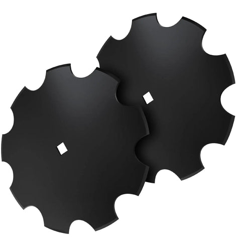 Four Pack Eighteen Inch Notched Harrow Disc Blades For Seven Eighth Or One Inch Square Axles With 3.5mm Shims, side view