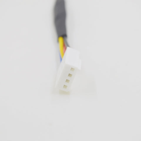 Close-up of Two Pack 4 Pin PWM Fan Speed Reduction Cable for Quiet Cooling showing connector and color-coded wires.