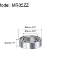 Deep Groove Ball Bearings Set 5x8x2.5mm For Rollers And Skateboards, Double Metal Seals, diagram with dimensions and model MR85ZZ