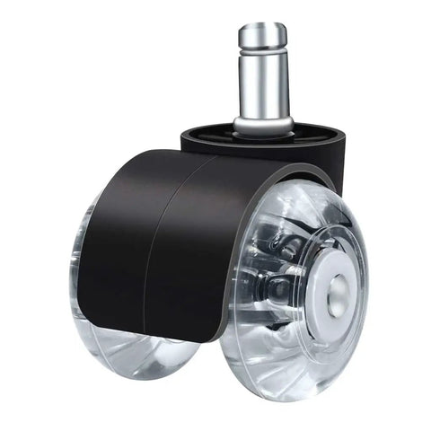 Five Piece Rock Solid Office Chair Caster Wheels With Universal Replacement Furniture Casters Boasting Silent Roll Pu Tread close-up view.