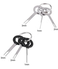 Heavy Duty Wire Terminal Removal Tool Set Three Piece Kit For Auto Electrical Plug Connector Pin Extractor With Comfortable Metal Handle Reliable Extraction Device, showing three key-like extractors.