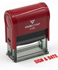 Smooth Operator Sign And Date Self Inking Rubber Stamp With Crisp Red Ink Medium Size with clear view platform for quick tasks.