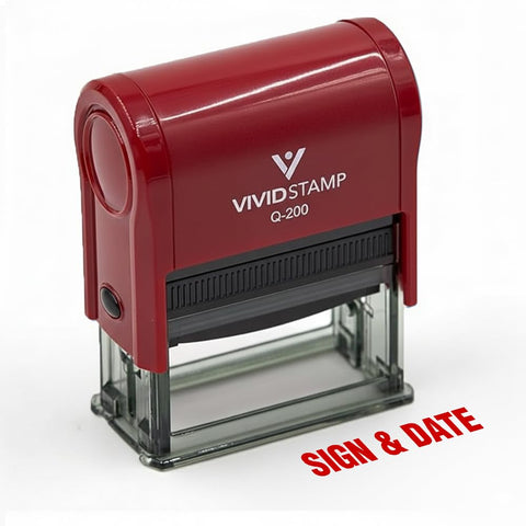 Smooth Operator Sign And Date Self Inking Rubber Stamp With Crisp Red Ink Medium Size with clear view platform for quick tasks.