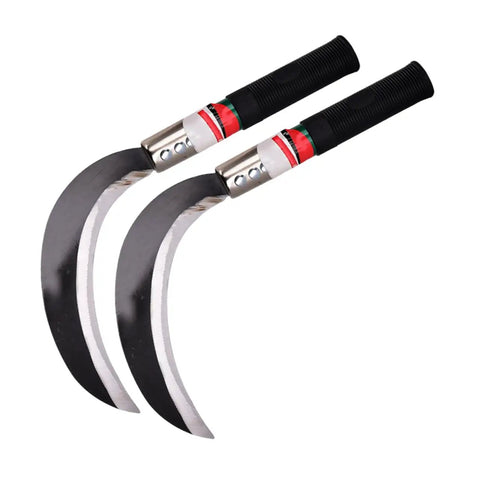 Manganese Steel Sickle Set With Ergonomic Handle, Two Pack For Gardening, Weeding, Tree Cutting And Reaping Hook, Durable Workhorse Yard Tool