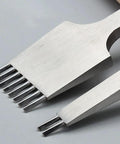 Close-up of Leather Pricking Iron Chisel In French Style Die Steel Punch Tool 3.85mm For Leathercraft Pros with 2 and 8 tooth detail