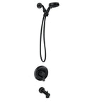 Matte Black Modern Shower Faucet Set With Hand Shower And Tub Spout, Single Handle, Valve Included With Behind-Wall Posi-Temp Valve For Tub Install
