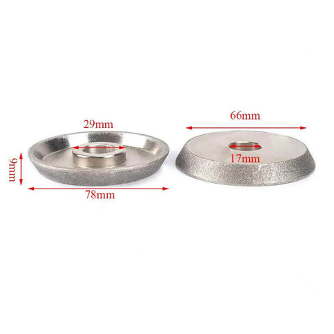 Side view of 3 Inch Diamond Grinding Wheel 78mm Grinding Circle Cutter Pro Grade For Carbide Metal with 45-degree angle and dimensions