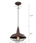 Barn Style Pendant Light With Rustic Rust Finish Industrial Wire Cage Hanging Fixture For Kitchen Island And Hallway dimensions