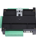 FX3U-24MR Industrial DC24V PLC Controller for Stepper Motor, black casing, green connectors, plug-and-play monitoring features.