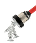 Magnetic Drywall Screw Setter Bits Set With Adjustable Depth and Removable Aluminum Collar PH2 Positioning, close-up with screws