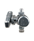 Plug And Play 20 GPM 12 Volt DC Fuel Transfer Pump Portable Diesel Gas Kerosene Rig showing chrome housing and connection ports.