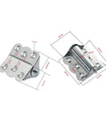 Stainless Steel Butterfly Hinge With Automatic Closing Spring dimensions for cabinets and windows, rustproof, kitchen bath outdoor use.