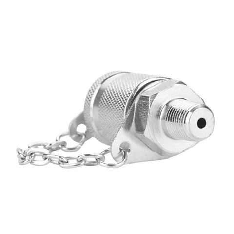 Metal hydraulic test coupling with G1/8 thread and attached chain