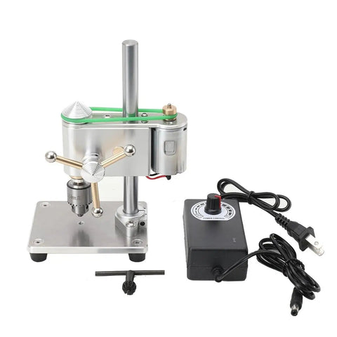 Compact Mini Drill Press Portable Bench Top Electric Tool For Metal Wood Jewelry Diy Crafts Precision Drilling Up To 4500Rpm with control unit.
