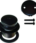 Heavy Duty 17 Gauge Brass Bathtub Drain Assembly Featuring A Tip Toe Drain Closure and Smooth Oil Rubbed Bronze Trim components