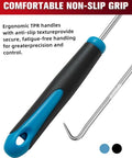 Hook tool from 4-piece automotive hook and pick set; blue and black ergonomic handle, curved steel hook