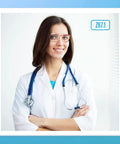 4 Pack Dope Anti Fog Safety Glasses For Men And Women With 1.5 Diopter ANSI Z87.1 worn by female doctor