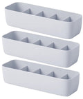 3 Piece Stackable Storage Box Set With Dividers For Bras And Leggings Multi Compartment Drawer Organizer Bin For Underwear Socks Plus Neck Ties in grey