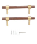 Dope Walnut And Brass Cabinet Hardware Drawer Handles 2 Sets Durable Solid Brass Pulls With Walnut Wood Accents and screws