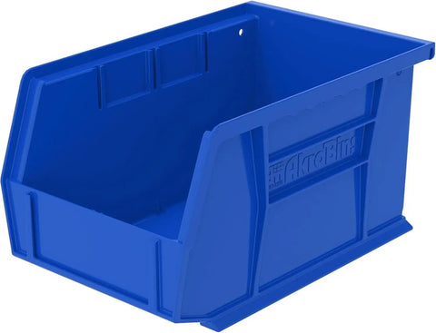 Space Saving Stackable Plastic Storage Bins For Garage And Pantry, 9 X 6 X 5 Inches, Blue, Durable Multi-Purpose Organizer Bin