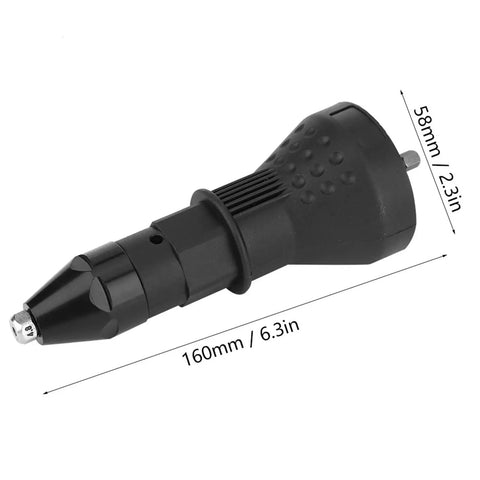 Rivet Nut Gun Adapter Kit For Drill Power Beefed Up Riveting Tool with Four Heads, dimensions 160mm x 58mm, black
