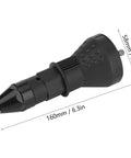 Black Rivet Nut Gun Adapter Kit With Manual Handle, 160mm length, heavy-duty metal and plastic for drill assisted applications.